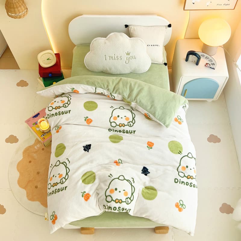 Kids Milk Velvet Duvet Cover Winter 120x150x200 Coral Fleece Kindergarten Thickened Double-Sided Fleece Cover