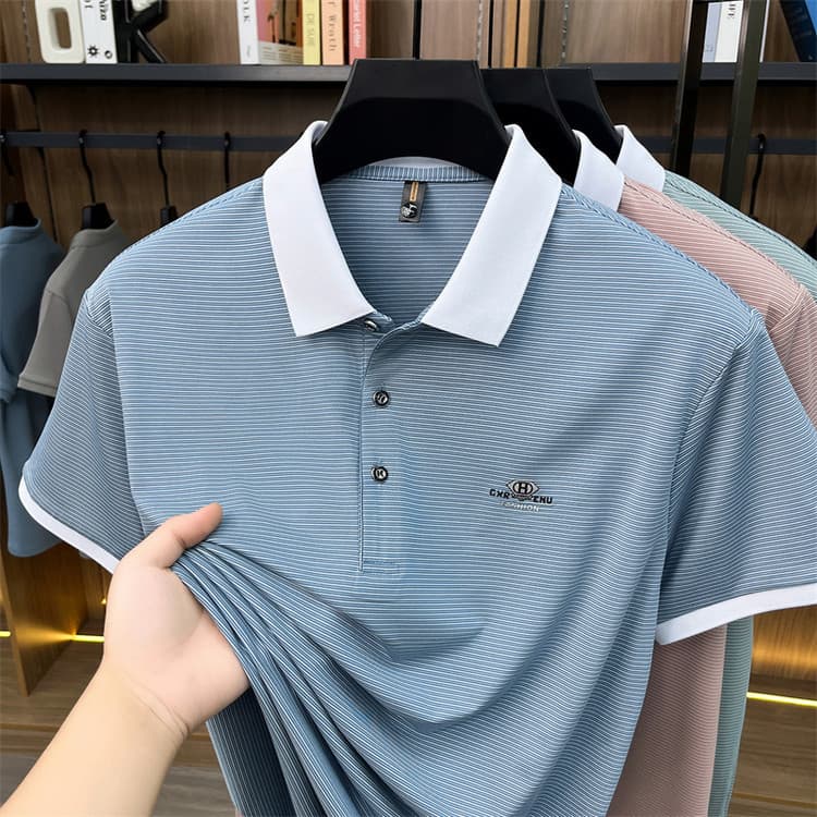 Summer Men's Short Sleeve Lapel Polo Shirt Casual Thin Father's Day T-Shirt Top