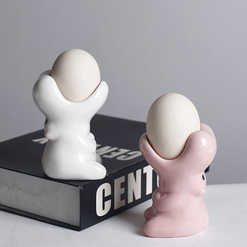 Cross-border Hippo Egg Holder Ceramic Egg Cup Egg Container Ring Makeup Sponge Stand Puff Holder Creative Small Ornament