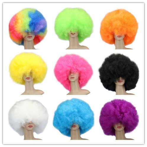 Siyi Colorful Afro Wig Funny Dress Up Props Event Performance Headgear Universal Headdress Fluffy Curly Hair