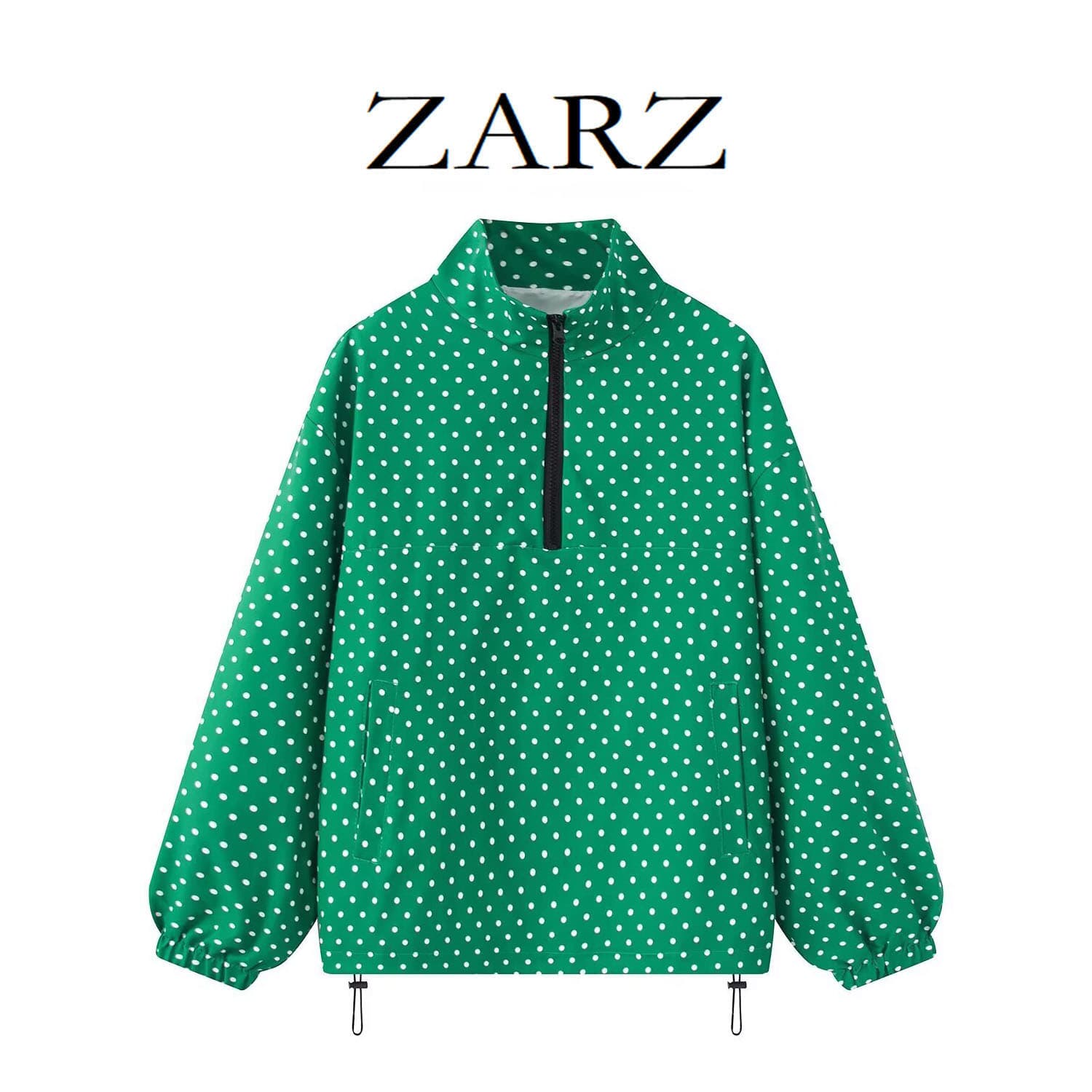 ZARZ self-made European and American style new women's clothing European and American versatile and fashionable half-zip polka dot sweatshirt