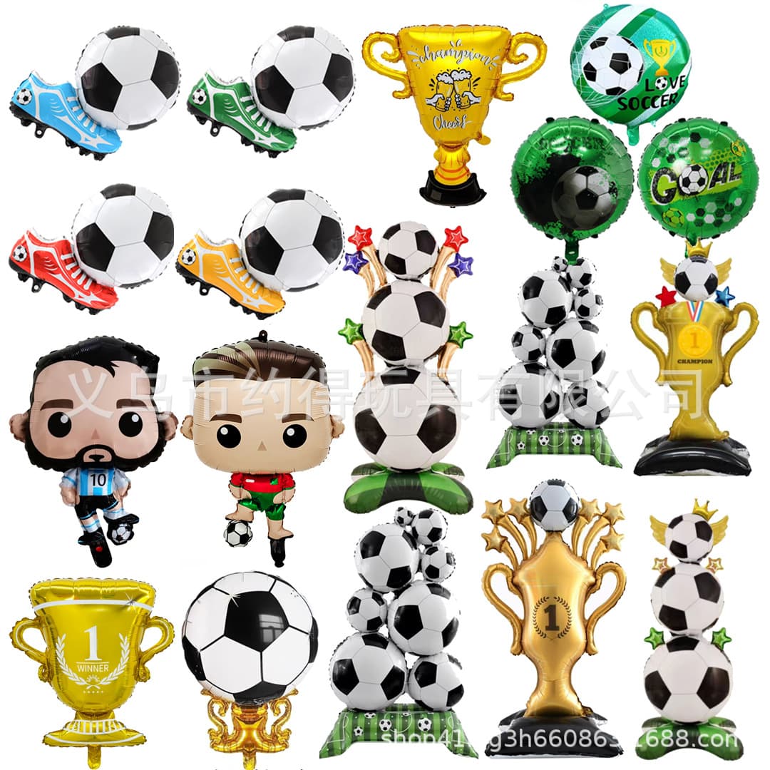 New Soccer Shoes Standing Five-Star Soccer Aluminum Film Balloon Kids Birthday Soccer Theme Party Decoration