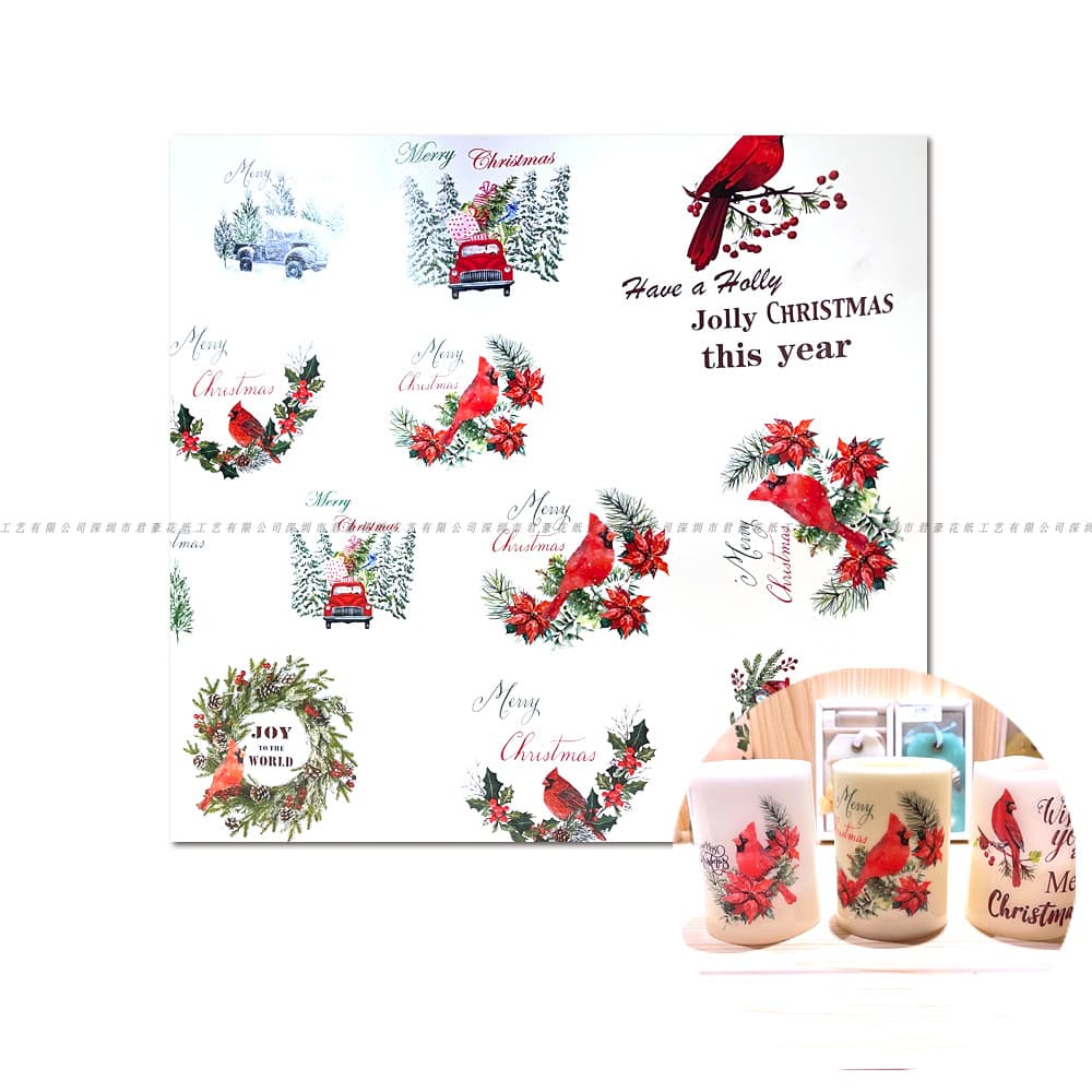 Factory Processing Custom Candle Glass Water Slide Decal Lighting Candle Cup Pattern Self-Select Full Set Custom Printing