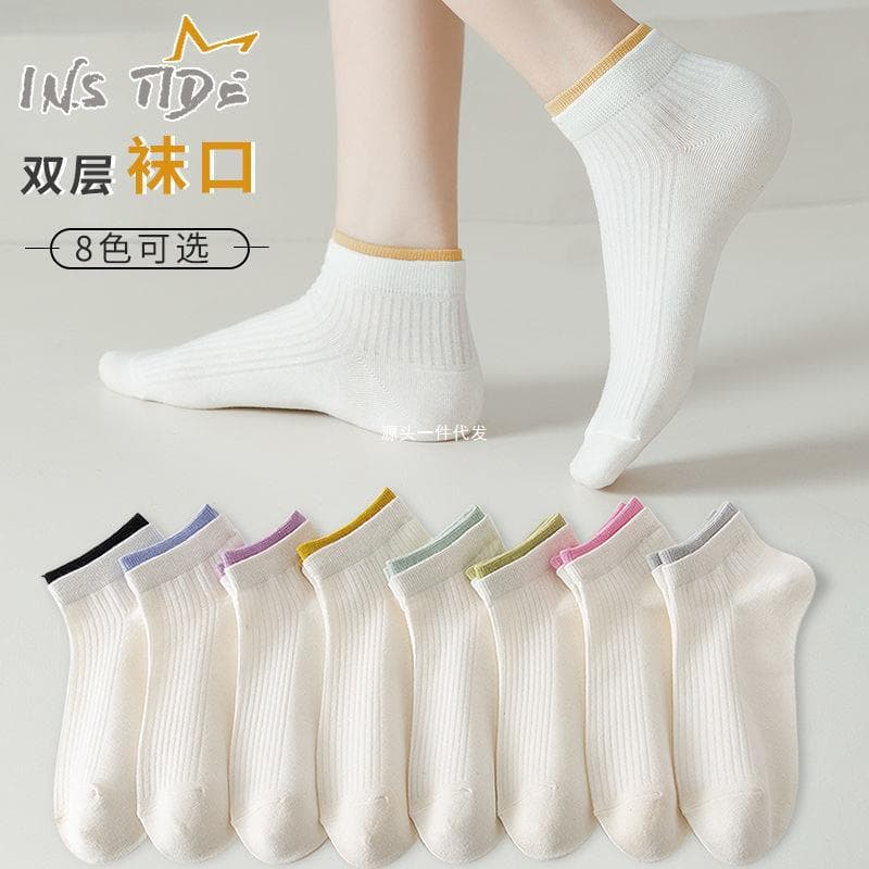 Women's Low Cut Thin Socks Pure Color Absorbent Breathable Summer Casual Socks Short Tube Socks Versatile White