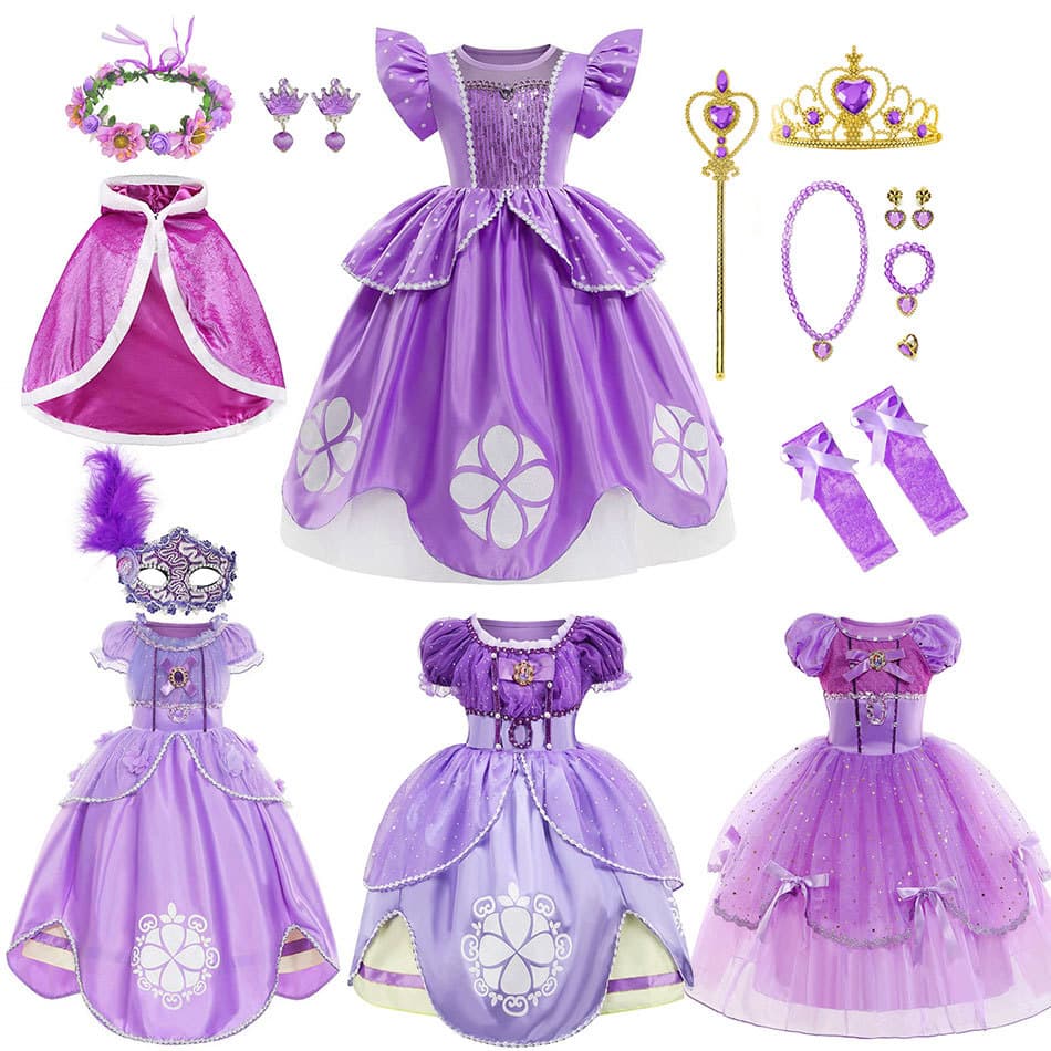 Halloween Children's Princess Sofia Dress Sofia Foreign Trade Dress Sofia Performance Gown with Sleeves