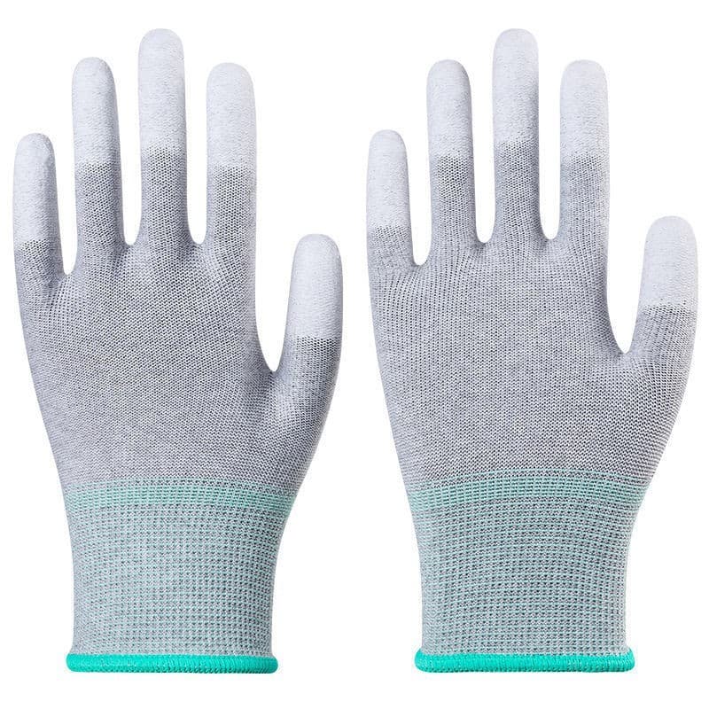 Wholesale carbon fiber finger-coated PU anti-static gloves, wear-resistant for dust-proof workshops in electronics plants