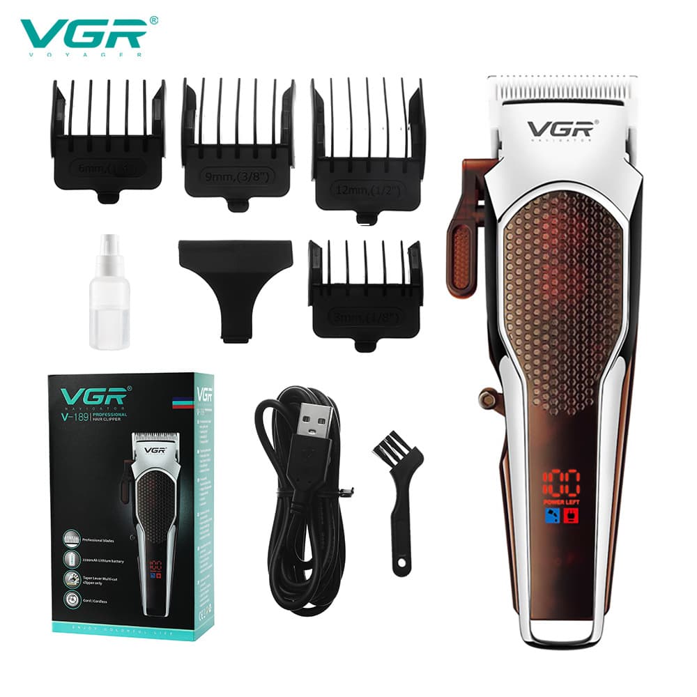 VGR189 LCD Hair Clipper High Power Trimmer Rechargeable Cross-border New Product Fine-tuning USB Hair Clipper