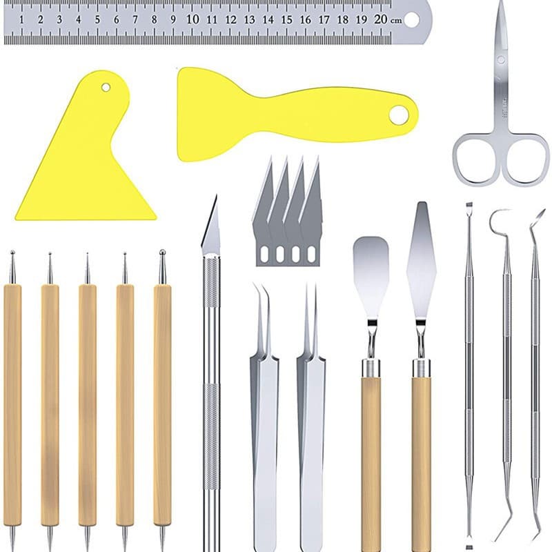 Cross-border 21-piece vinyl weeding tool kit DIY silhouette embossing lettering tools pottery clay tools ceramic carving
