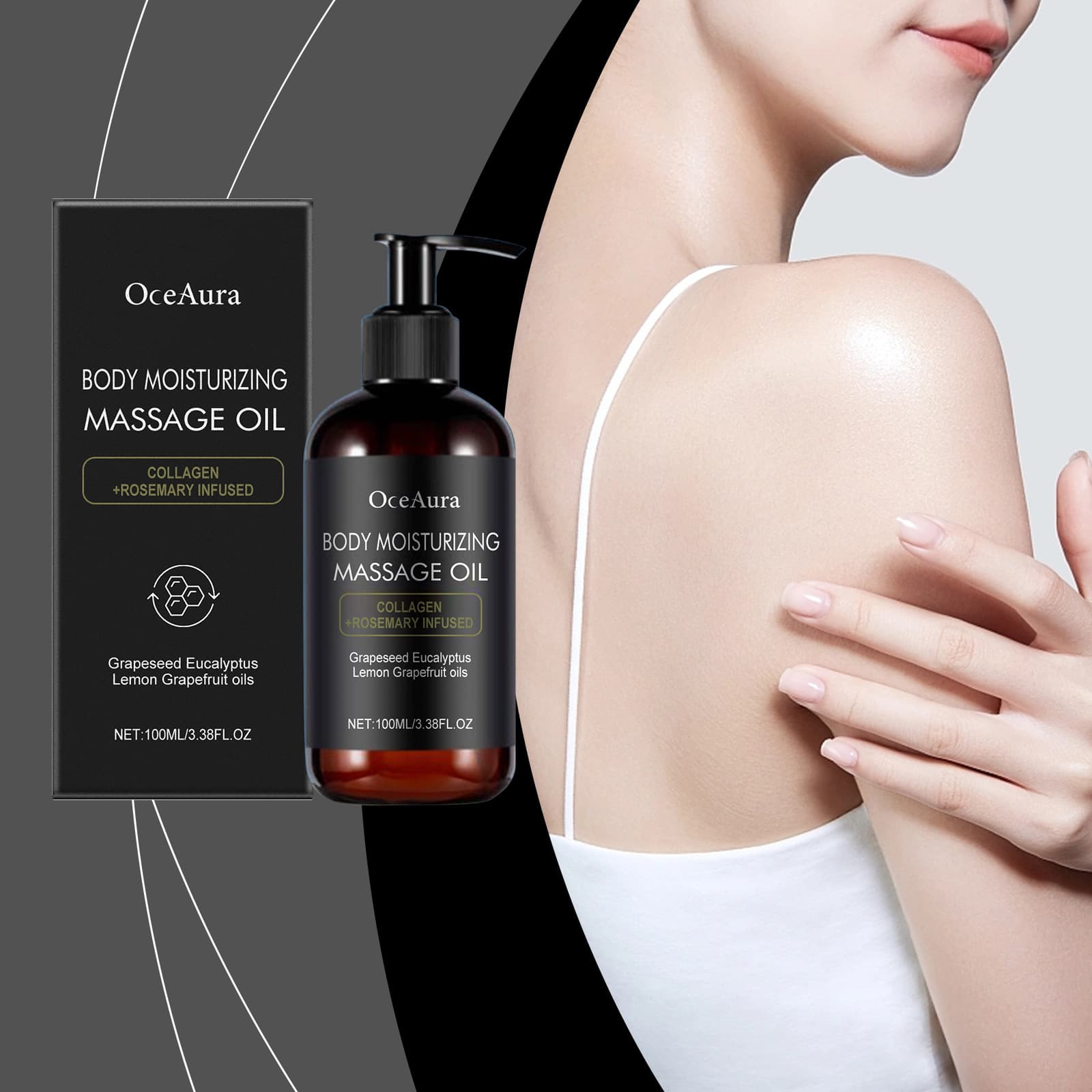 OCEAURA Moisturizing Massage Oil Gentle Hydrating Skin Care Nourishing Plant-Based Massage Oil