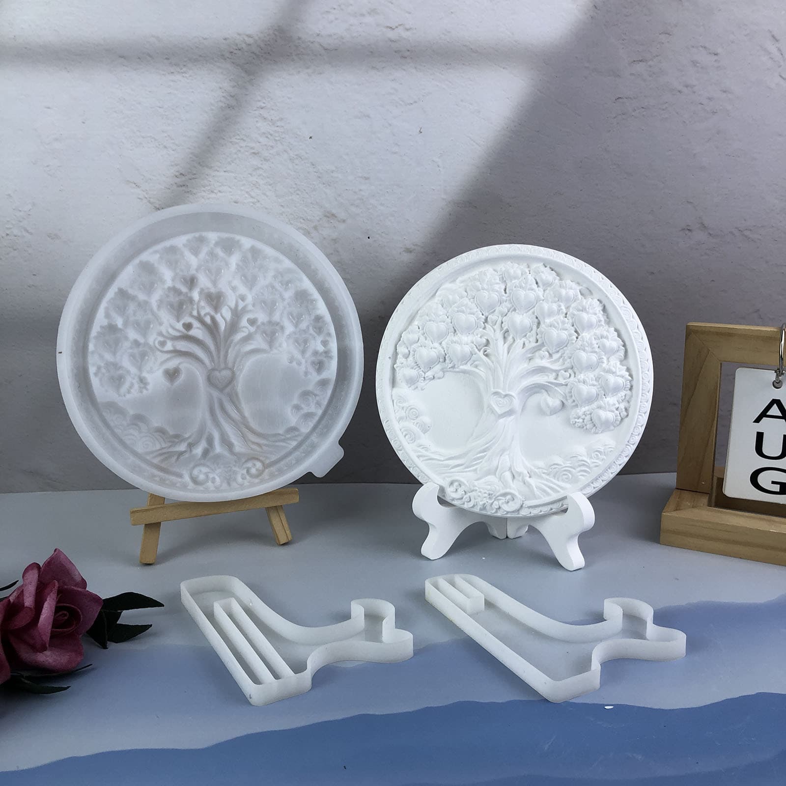 5796+X0674 Love Life Tree Wall Hanging Decoration Cement Plaster Mold DIY Silicone Mold