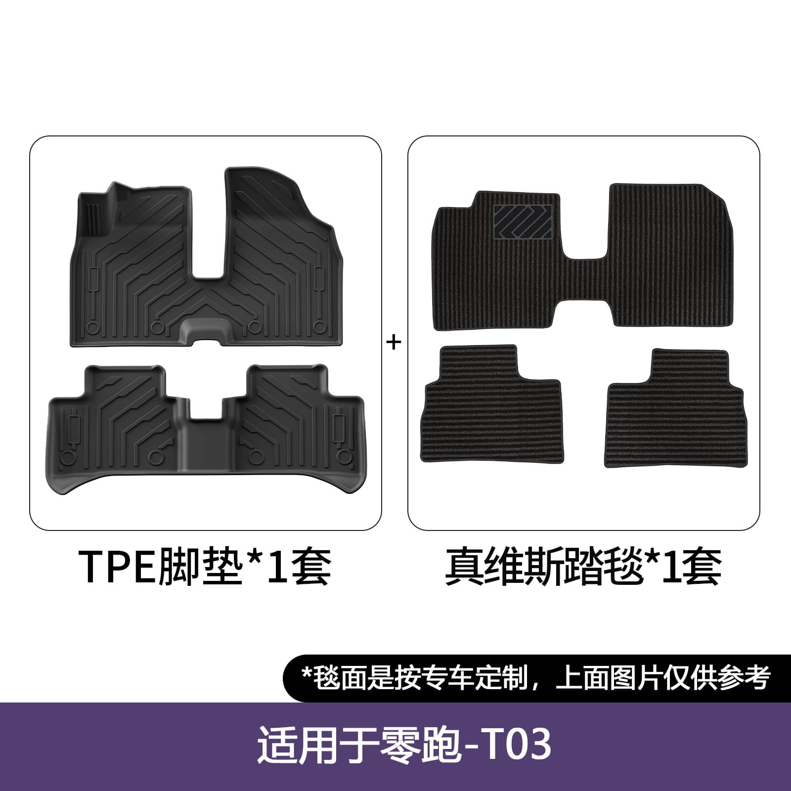 TPE Floor Mats and Trunk Liner for 2024-2025 Leapmotor T03 - Custom Fit, Dirt-Resistant, Waterproof