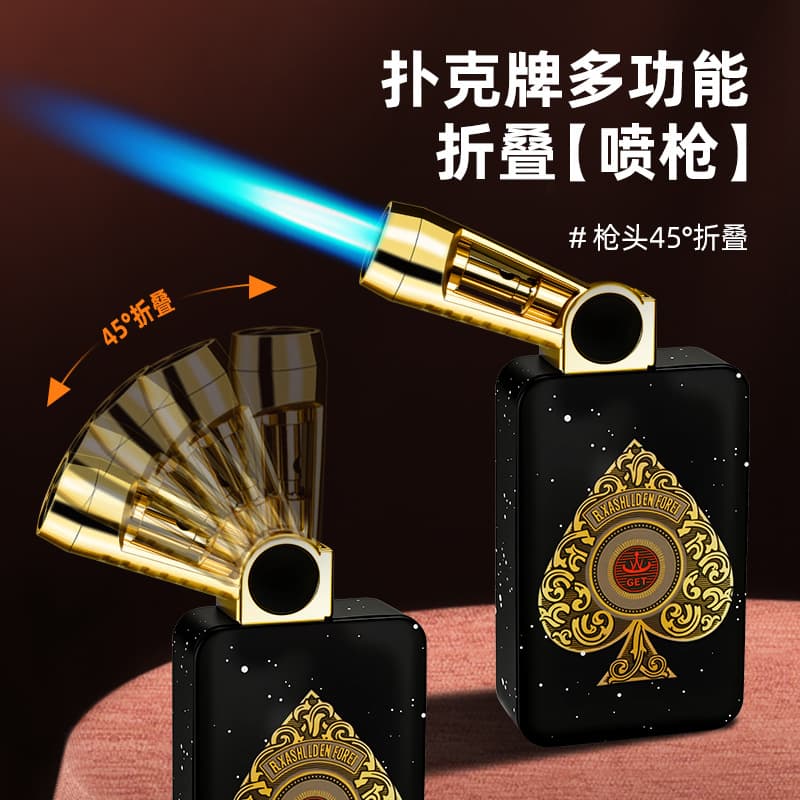 All-Platform Dropshipping Trendy New Folding Spray Gun Creative Poker-Shaped Inflatable Lighter, Unique Gift for Bestie and Men