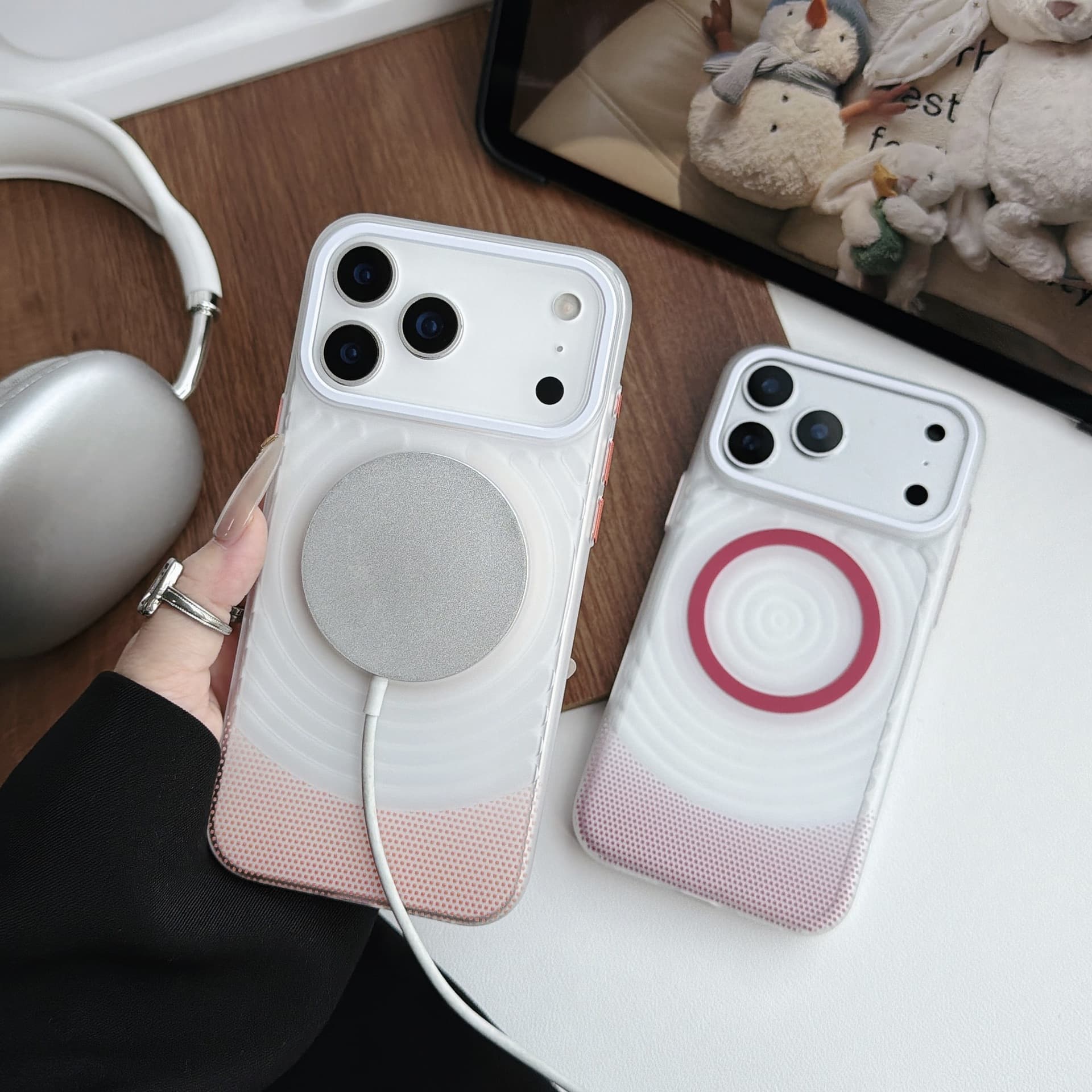 Suitable for Apple 18 Promax metal button mobile phone case iPhone 17 Pro wave singularity magnetic protective cover