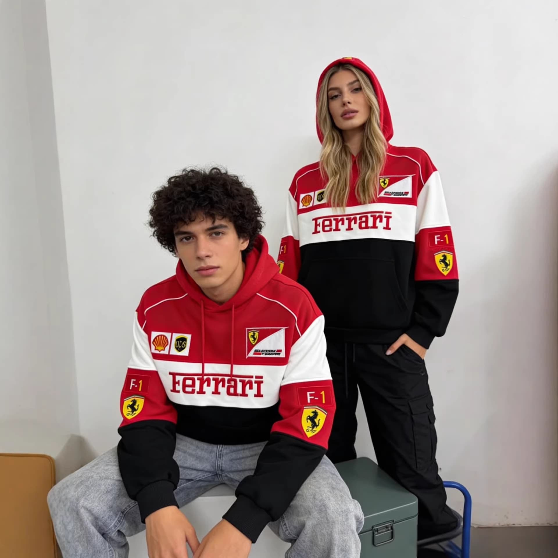 New Cross-Border Embroidered Panel Hoodie Men's Women's Hoodie F1 Racing Suit Style Custom Jacket