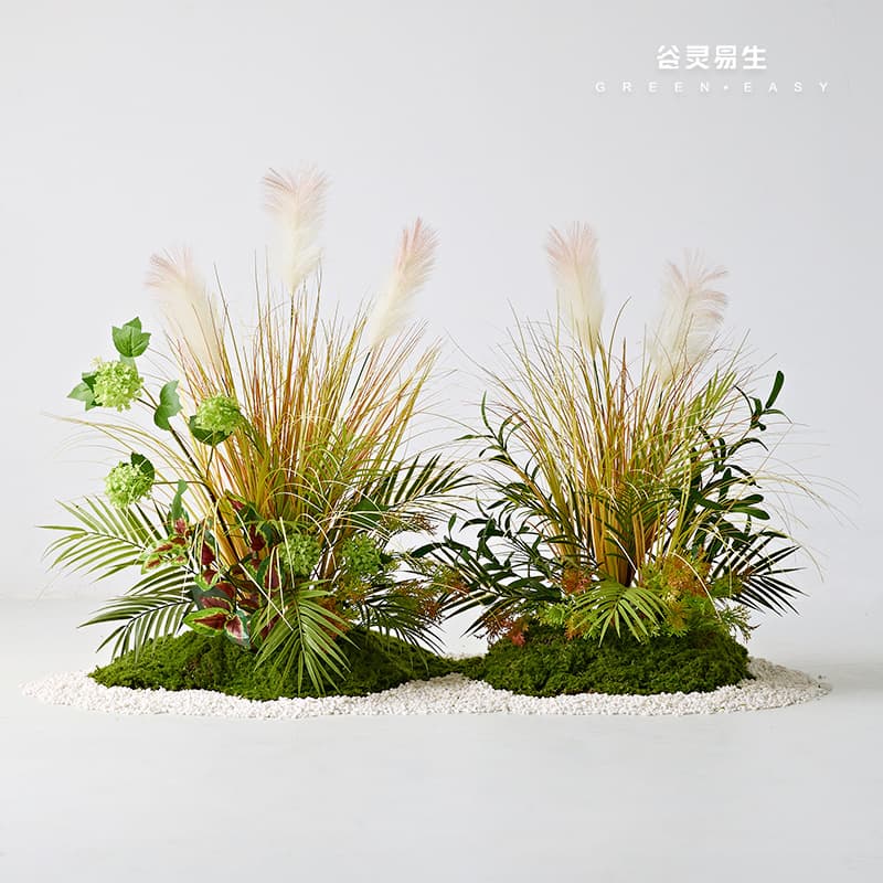 Guling Yisheng Artificial Green Plant Autumn Reed Grass Fake Flowers Staircase Corner Decorative Floor Potted Plant