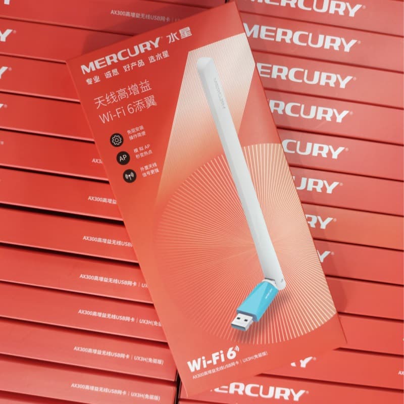 Mercury High-Gain Antenna UX3H WiFi6 USB Wireless Network Card Portable WiFi Wireless Signal Receiver