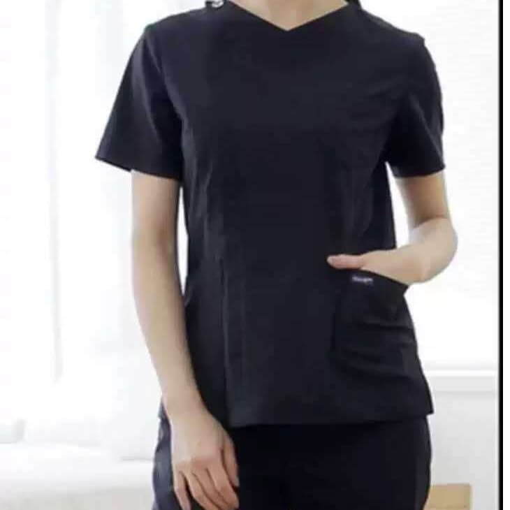 Korean Style Full Zip Doctor Coat Dental Clinic Work Uniform Nurse Scrub Top Beauty Salon Uniform