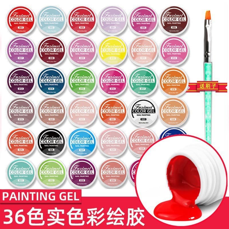 Fuzimei Cream Nail Polish 36-Color Full Set Solid Color Gel Paint for Nail Art, Japanese Pot Gel