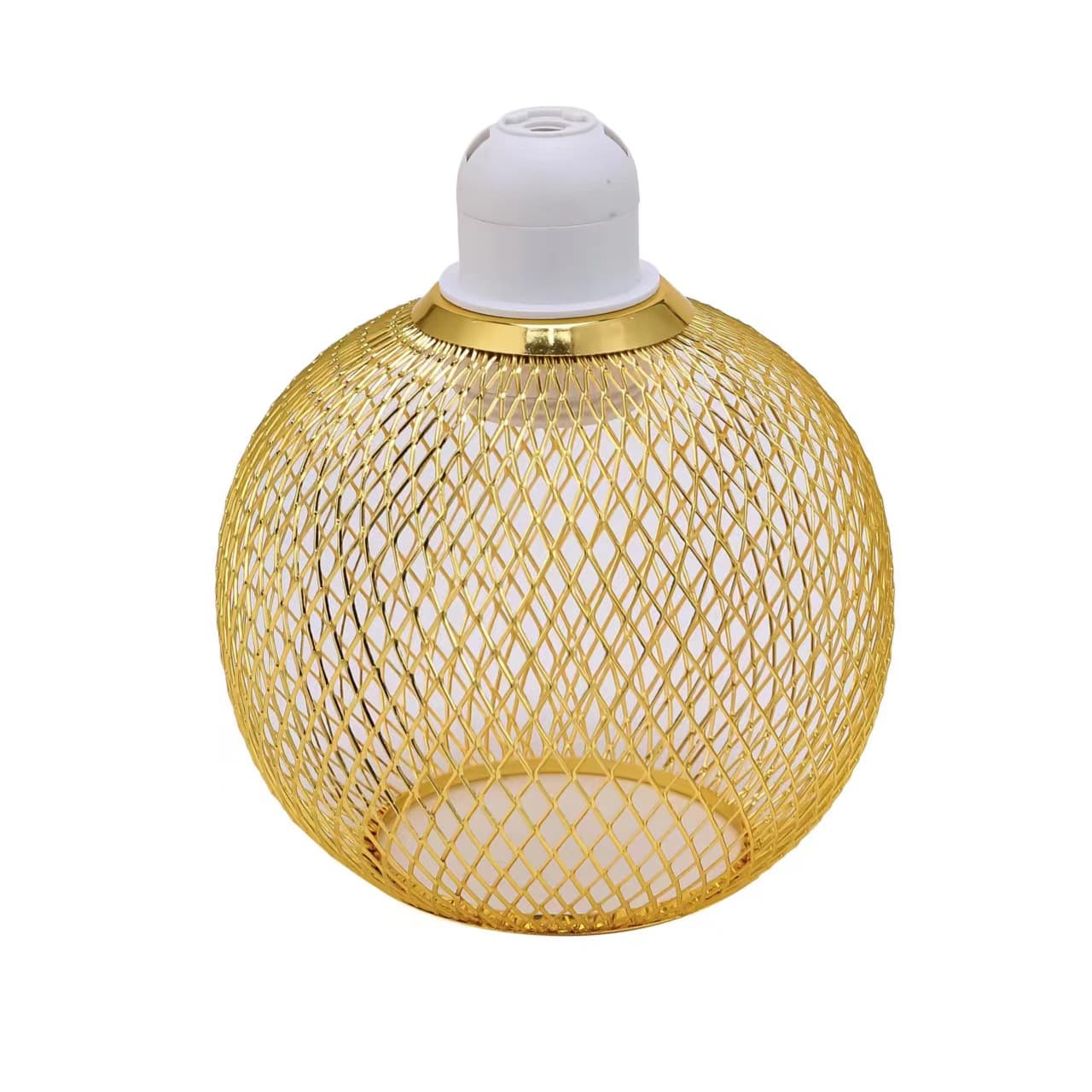 Cross-Border Europe and America Popular Wrought Iron Mesh Spherical Drum-Shaped Cylindrical Hollow Decorative Restaurant Home Pendant Lamp Shade Housing