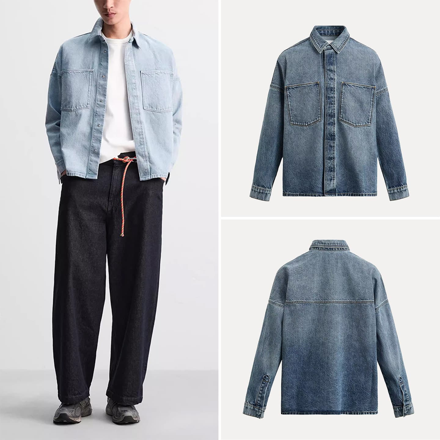 Cabinet 399! 2025 summer new men's versatile loose cotton classic retro washed shirt 4470333