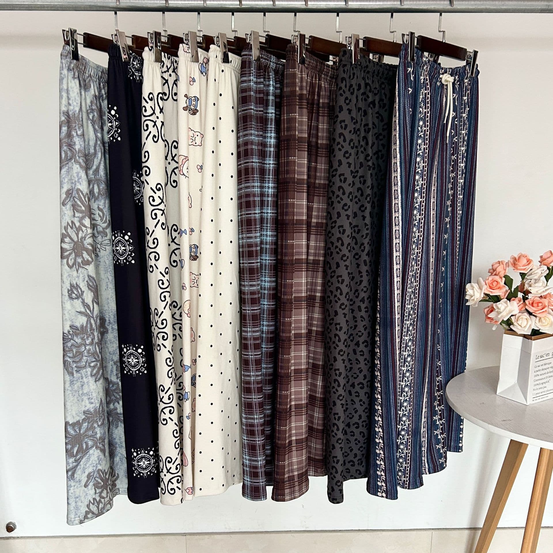 Deerong 2025 Autumn/Winter New Women's Pants Warm Casual Pants Home Pants Wide Leg Pants High Waist Cute Girl