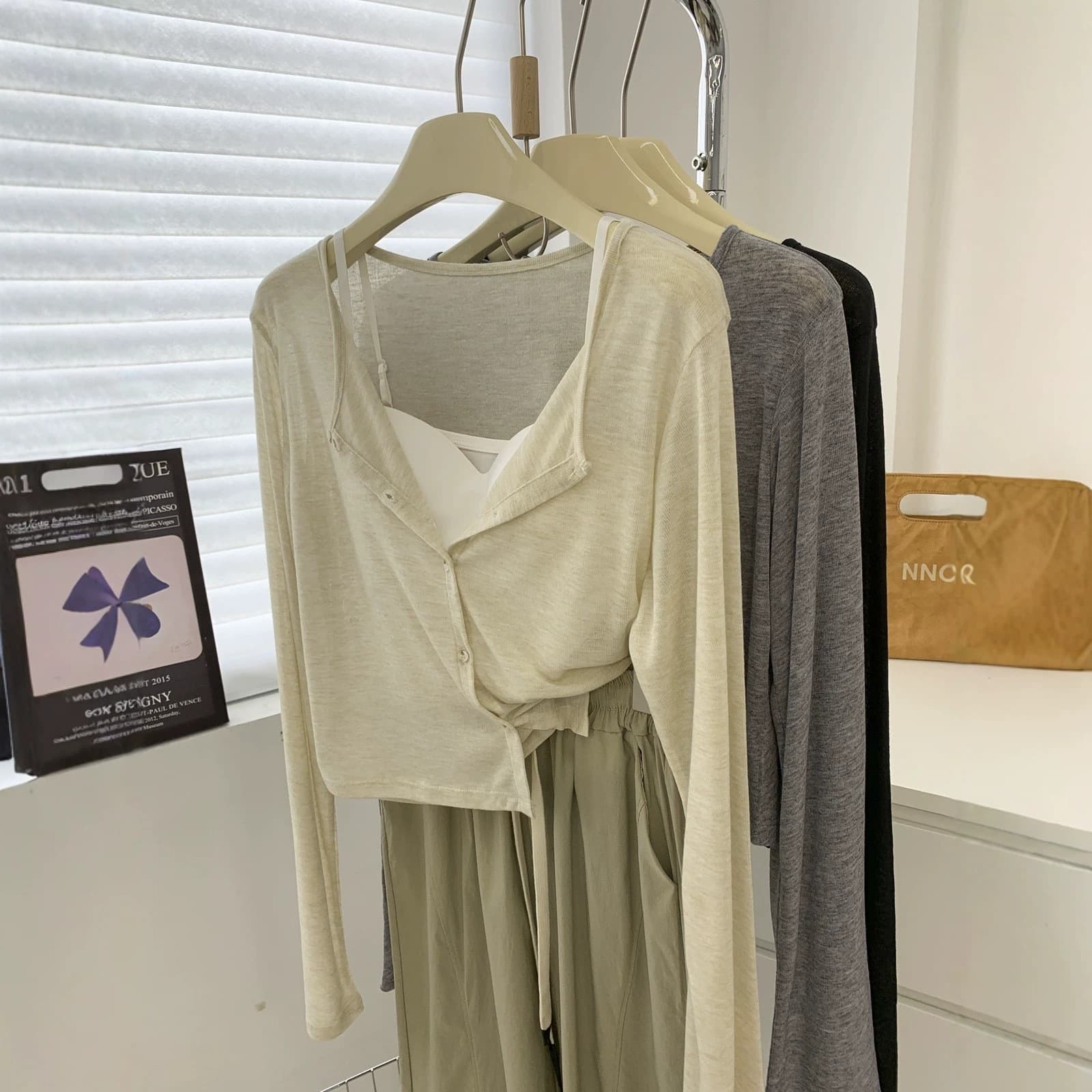2026 Summer Air Conditioning Cardigan for Women, Thin Short Style, Long Sleeve T-Shirt Outerwear, Ice Silk Wrap Top