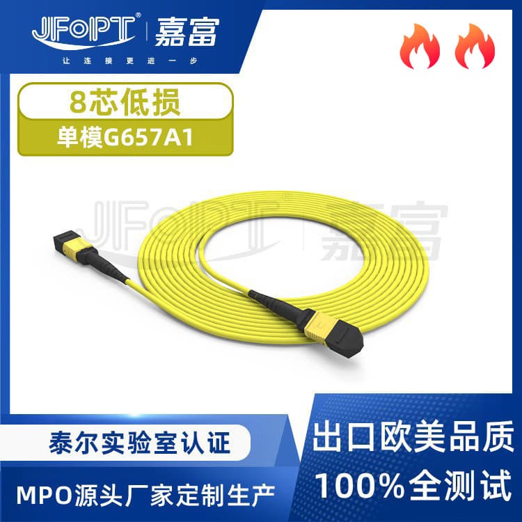 Telecom Grade MPO Fiber Optic Patch Cord Single-mode 8-Core Data Center Low Loss Compatible with 5G Fronthaul Metro Network Scenario SM