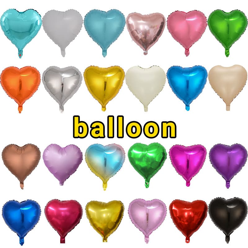 Heart-shaped Balloons 18-inch Plain Solid Color Aluminum Foil Heart Balloons Valentine's Day Decoration Setup Release Activity Balloons