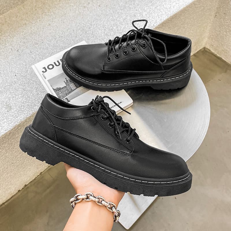 Wholesale Men's Leather Shoes Fashion Trendy Men's Leather Shoes Korean British Style Casual Shoes Men's Soft Sole Business Leather Shoes