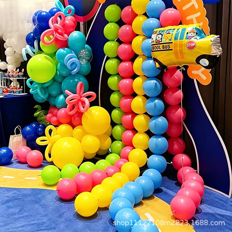 6-inch Tail Balloons Dopamine Color Balloon String for Children's Birthday Party Classroom Decoration Scene Setup Children's Day
