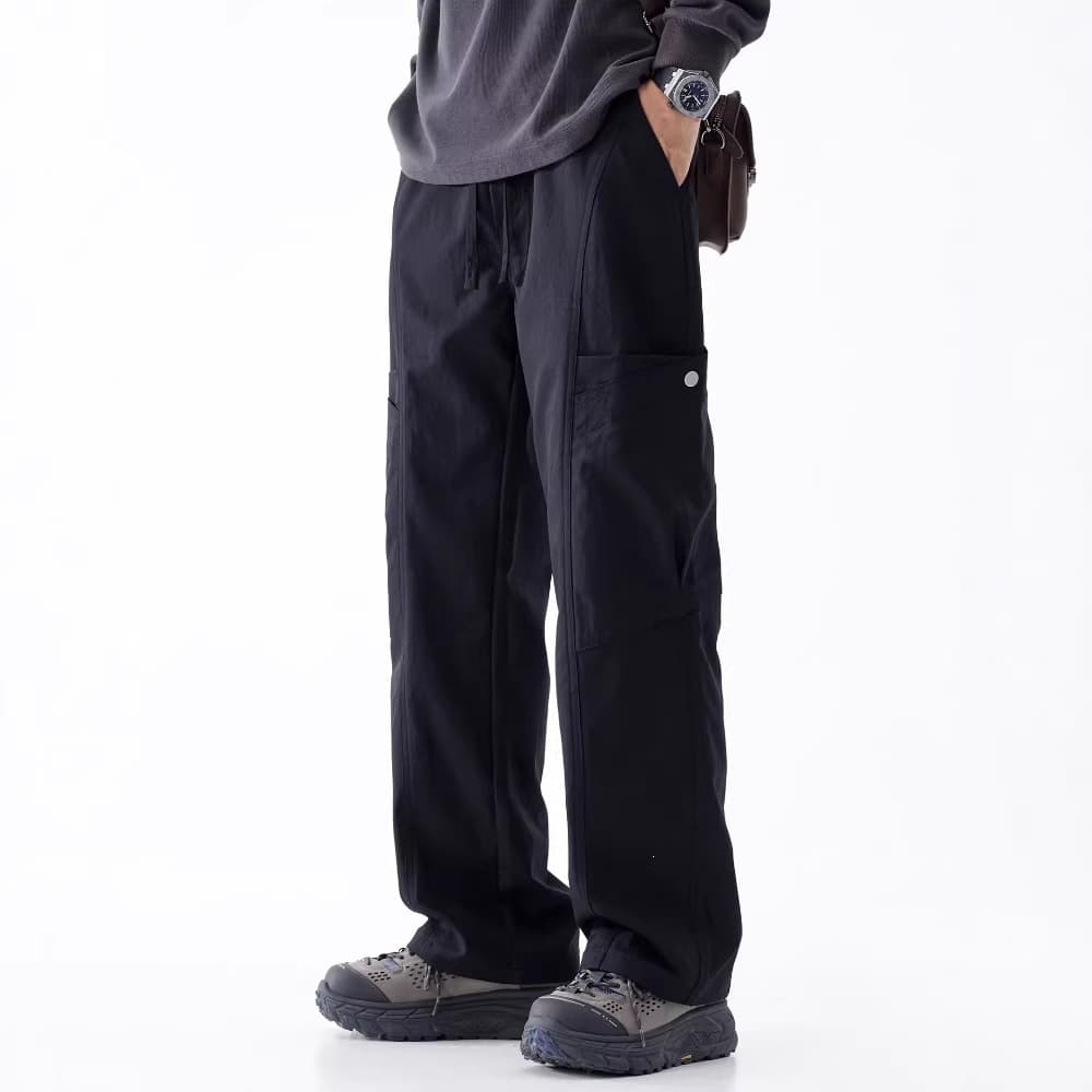 Maillard Casual Pants for Men 2026 Spring/Autumn Loose Straight Leg Long Pants Drawstring Workwear Multi-Pocket Wide Leg Pants