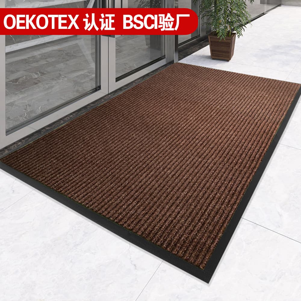 Custom Entry Door Mat Cross-Border Dual-Stripe Carpet PVC Non-Slip Mat Commercial Outdoor Doorway Water-Absorbent Dirt-Resistant Mat