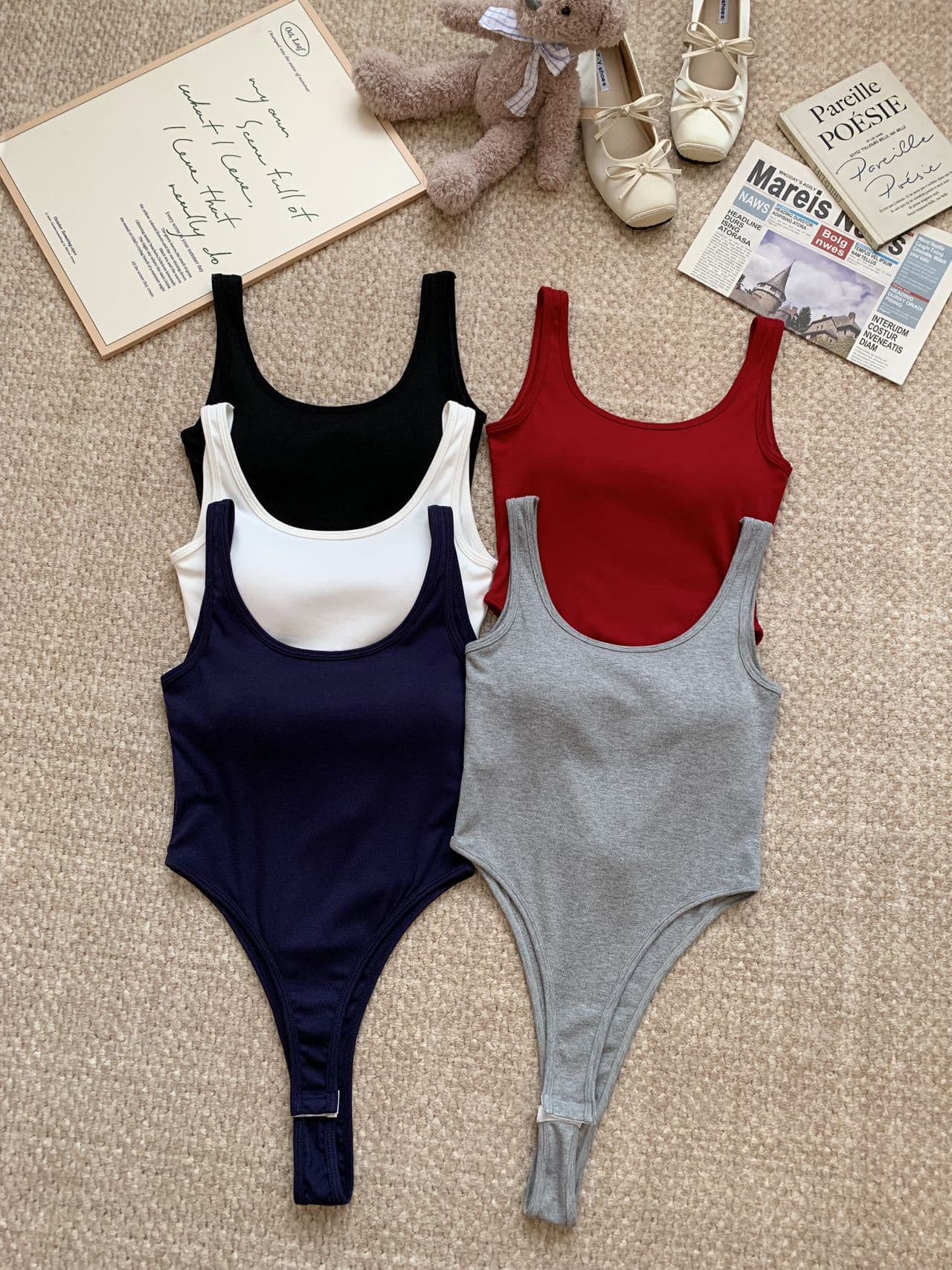 33063# New Summer Rayon Bodysuit with Large Open Back, High Slit, Sexy Built-in Pads, Outerwear Top