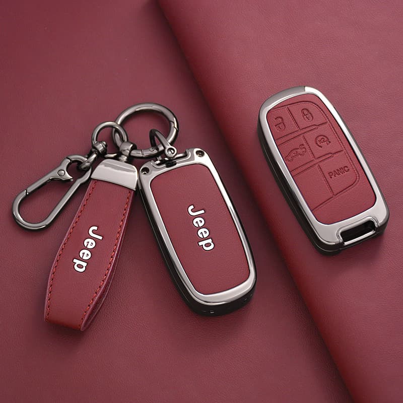 Compatible with Jeep Key Case Cover for New Compass, Grand Cherokee, Renegade, Commander, Car Key Chain Buckle