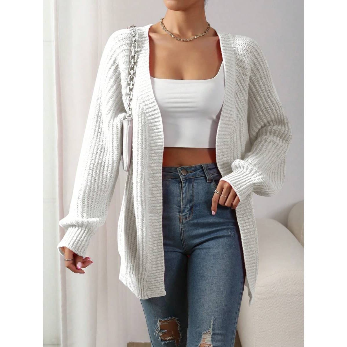 Y 28828 Solid Color Knit Cardigan Pure Color Knit Cardigan White Other Brands