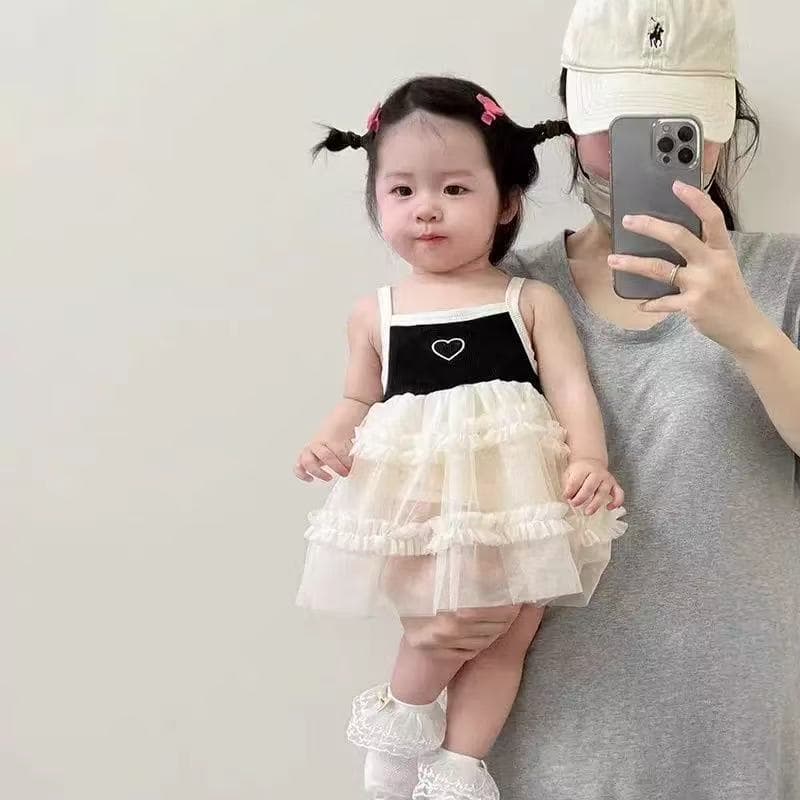 Newborn Baby Summer Thin Dress, Princess Mesh Suspender Bodysuit with Tutu Skirt for 100 Days or First Birthday