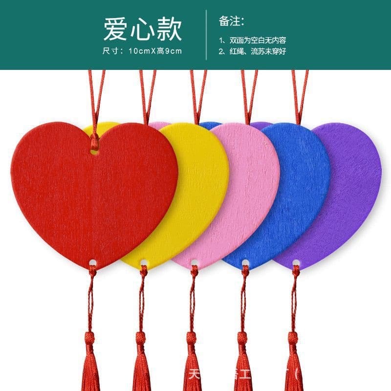 Handwritten Heart Wishing Plaque Waterproof Wooden Blessing Tag Scenic Area Temple Tree Decoration Hanging Card Ornament