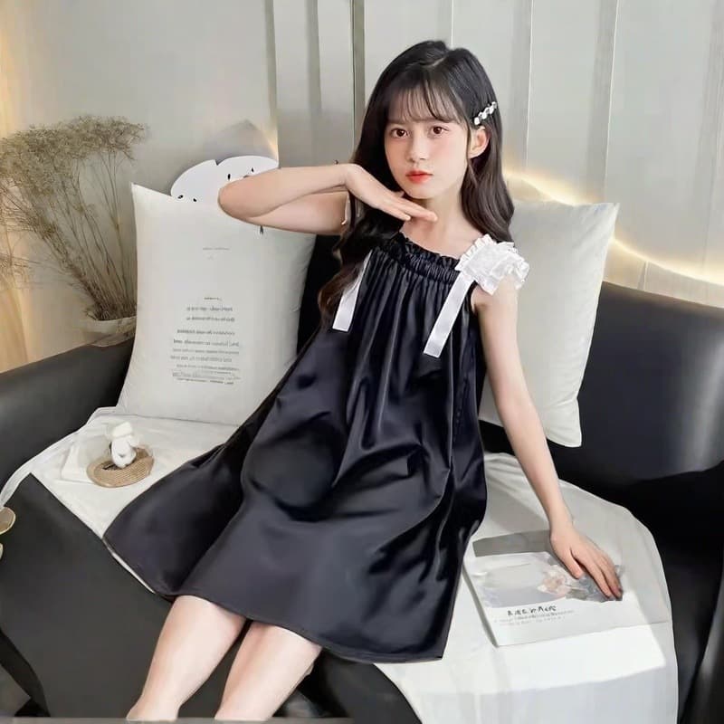 Girls' Camisole Nightgown Summer 2023 New Princess Style Thin Ice Silk Children's Pajamas Girls' Homewear