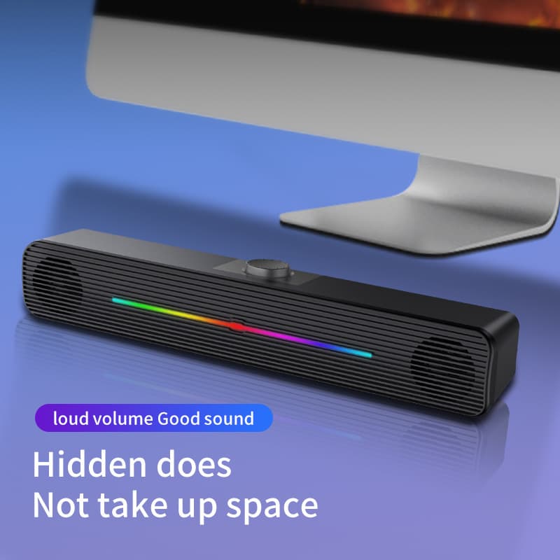 Cross-border E-1407 Desktop Laptop Headset, Computer Audio Long Strip Illuminated Speaker, Deep Bass
