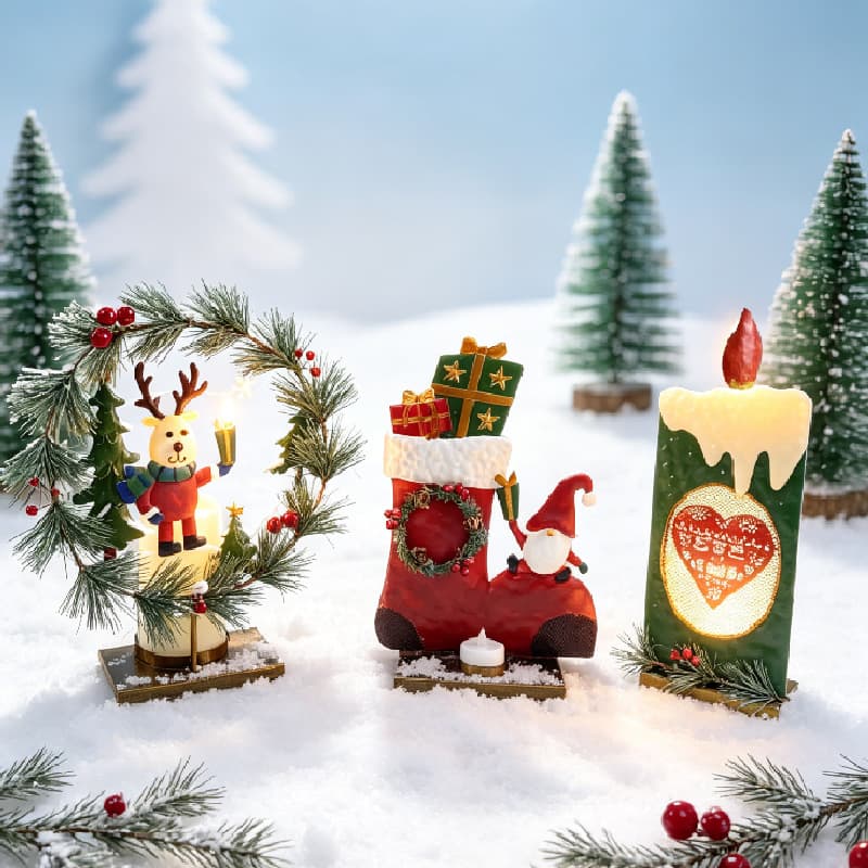 Christmas LED Candle Holders Creative Iron Candlesticks Nordic Metal Electronic Candle Holder Ornaments