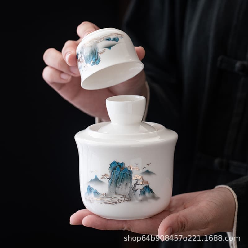 Dehua Blanc de Chine Warmer - Two-ounce heating set for spirits and rice wine, trendy national style gift package.