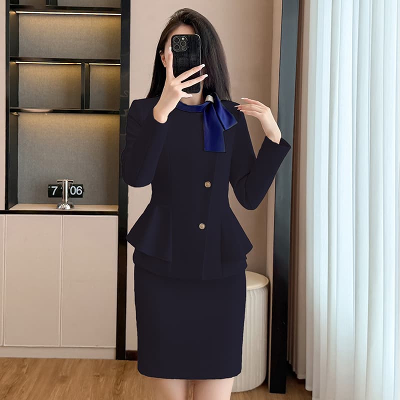 Business attire suit suit women's long-sleeved spring and autumn high-end formal wear catering hotel front desk reception work clothes suit