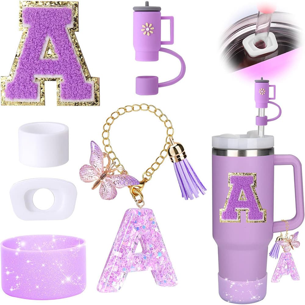6-piece cup accessory set for Stanley Cup 40oz glasses with handles, including silicone.