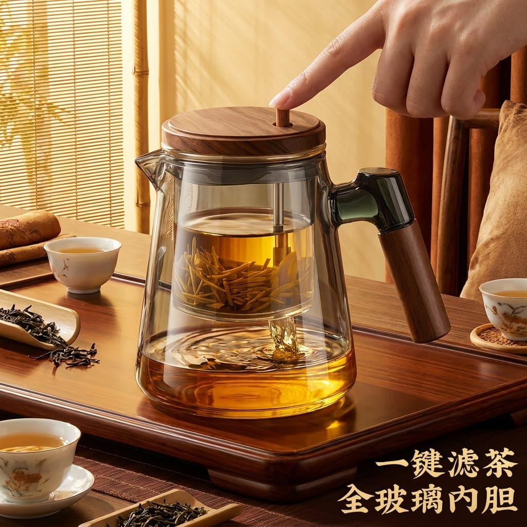Elegant cup teapot filter tea brewing device household teapot tea water one-click separation tea set filter tea glass tea cup
