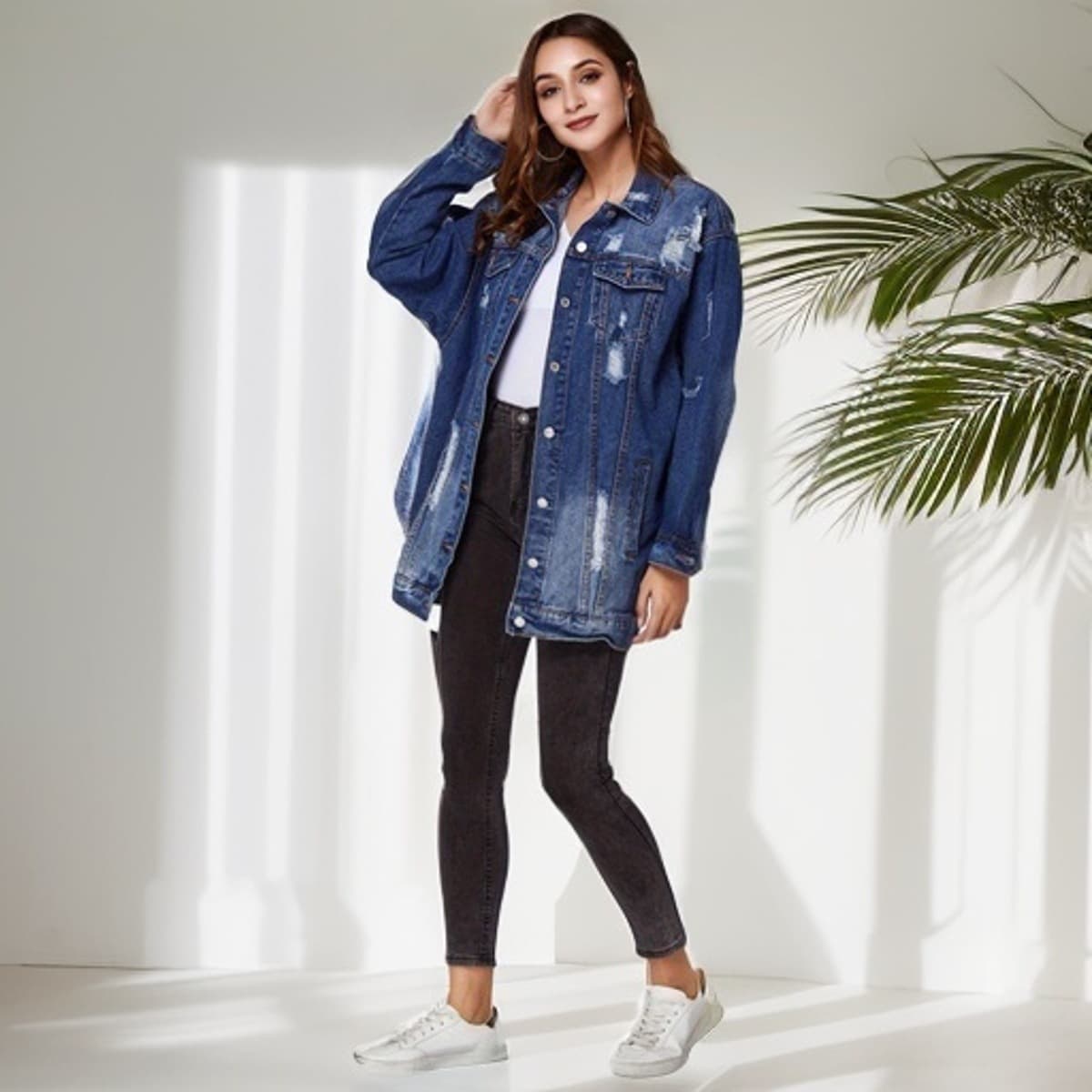 Cross-border European and American Style Denim Jacket for Women, Hot New Washed Ripped Jacket, Street Fashion Denim Jacket