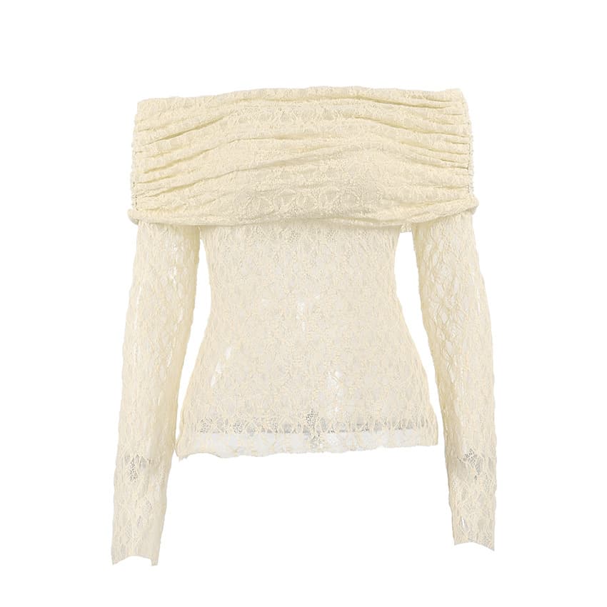French Style Sexy One-Shoulder Long-Sleeve Top for Women, Slim-Fit Jacquard Knit Design, Commuter Blouse