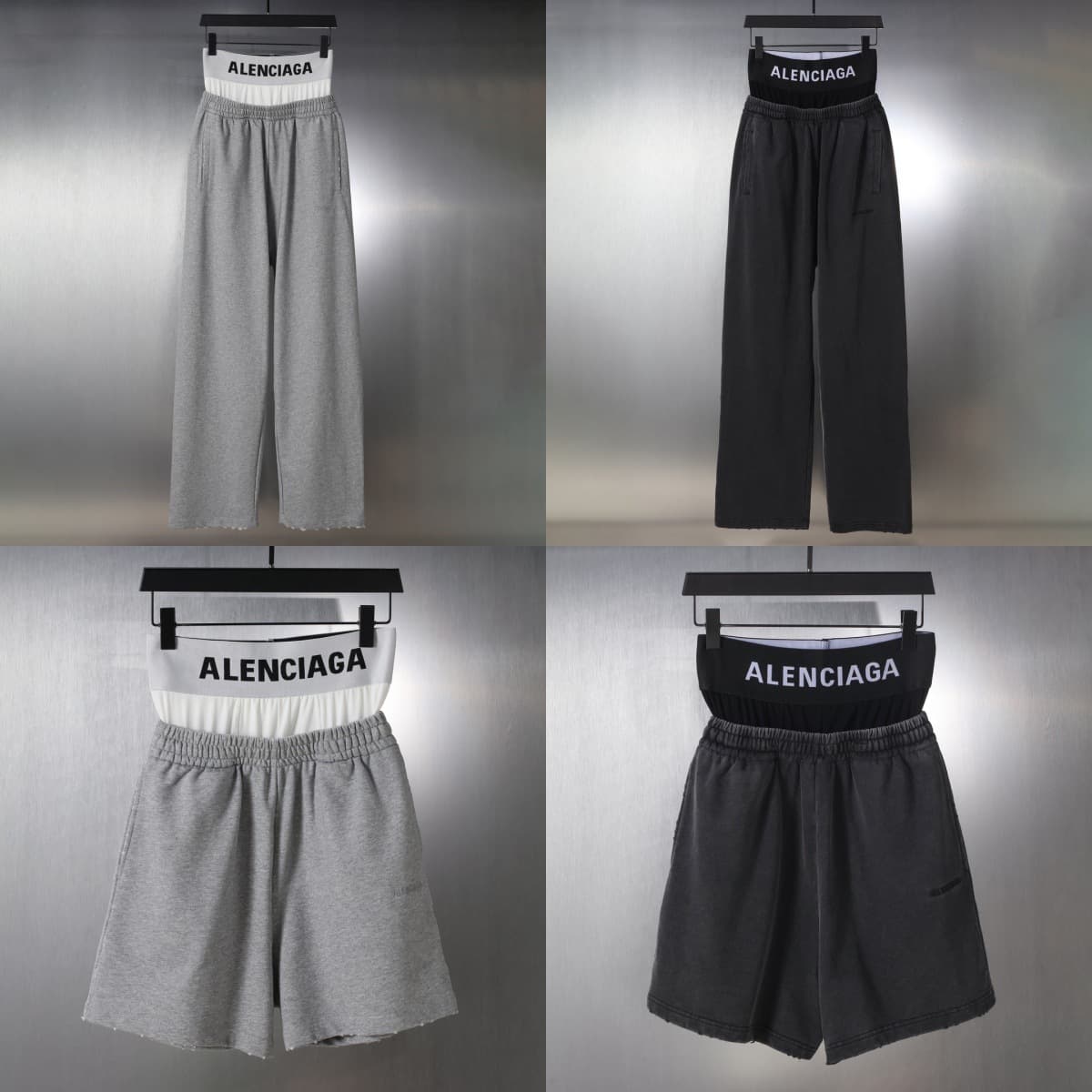 Paris B High Version Boxer Briefs Patchwork Faux Two-Piece Embroidered Sweatpants Loose Fit Casual Sweatpants Shorts