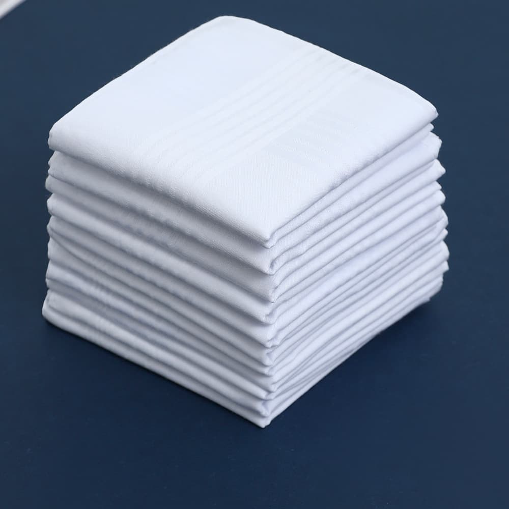 40cm pure white cotton satin-edged plain handkerchief, a popular cross-border e-commerce product, soft and comfortable, perfect for suit pocket squares.