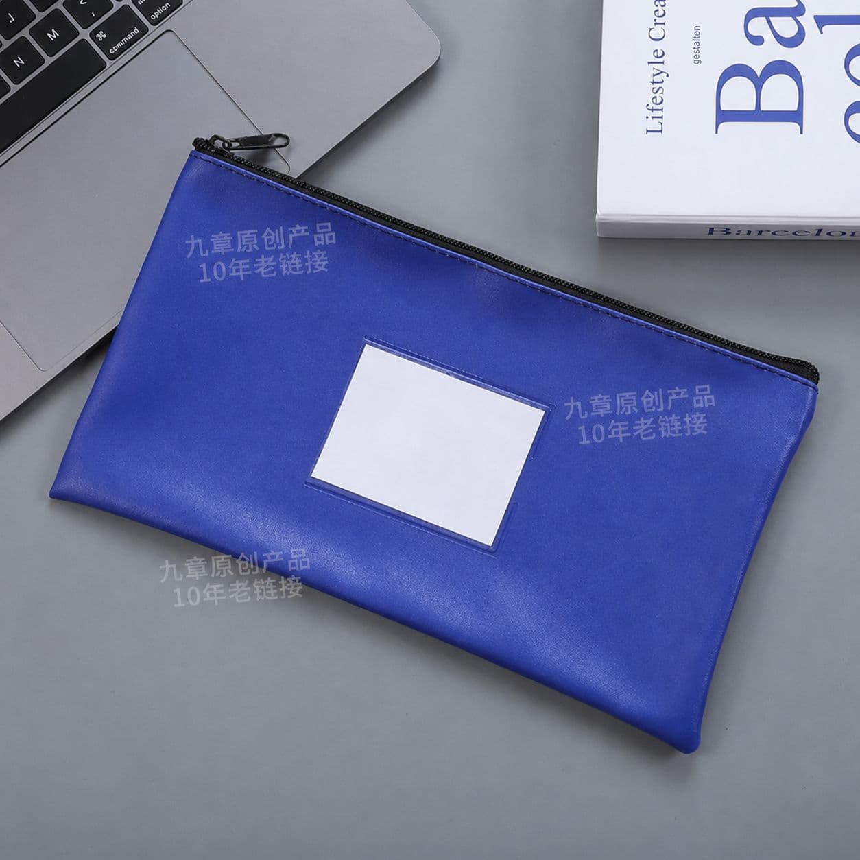 European and American bank bag card slot window pu leather bill bag storage bag deposit file bag printed LOGO file bag