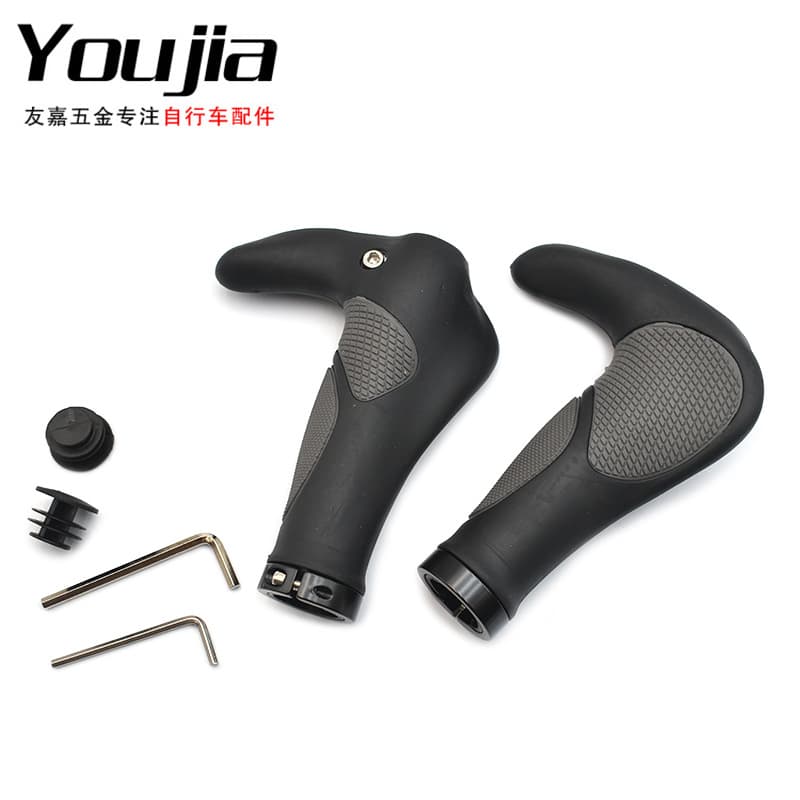 Mountain Bike Rubber Bullhorn Grips, Dual Lock-On Handlebar Grips